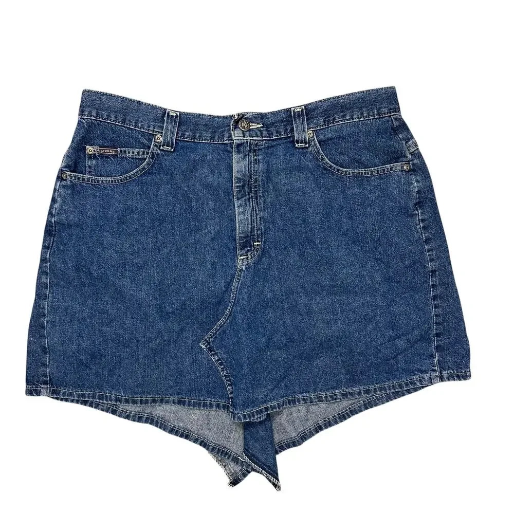 Vintage 90s Riders Ridig Medium Wash Denim Asymmetric Skirt Sz 34 Waist